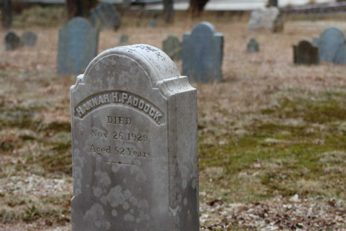 Old gravestone with surname Paddock