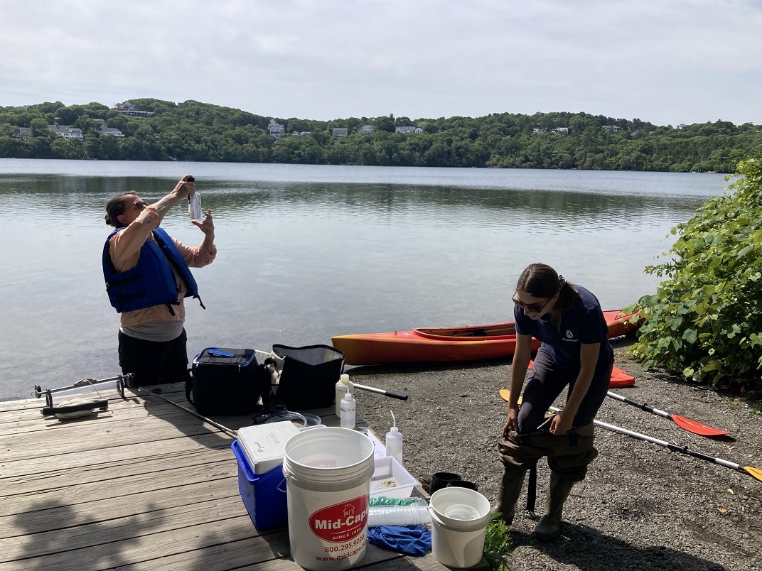 photo of scientists sampling scargo lake