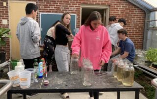 students set up their pond jars, or microcosms